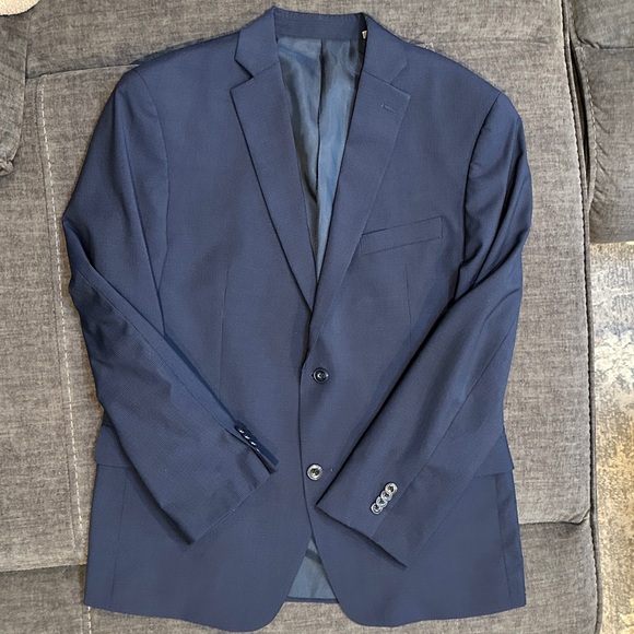 MICHAEL KORS Men’s Navy Wool Blend Blue Micro Checks Suit Jacket 42R - Picture 6 of 7